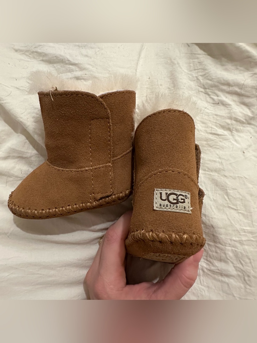 UGG New Chestnut Brown Sheepskin Booties- Size 0/1